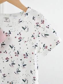 Genkimix Kids 2pcs Girls Cute Cartoon Sheep Print Nightgown Set, Minimalist Fashion Pink And Gray, Sleepwear Sleep Wear Kids Girls Dress Summer Sleep Wear Sets Girls Nightgowns - Pink - View 4