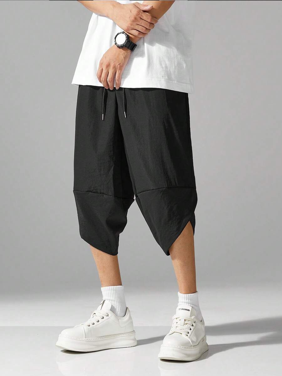 Manfinity Hypemode 男士流行黑色七分裤，时尚百搭 - 黑色 - 查看 1