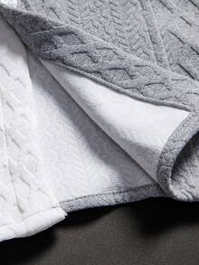 Manfinity Homme Herren Lässig Patchwork strukturiertes Kurzarm Hemd, Sommer - Grau - Übersicht 3