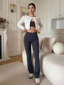 DAZY Women's Solid Color Minimalist Leggings, Everyday Wear - Navy Blue - View 5