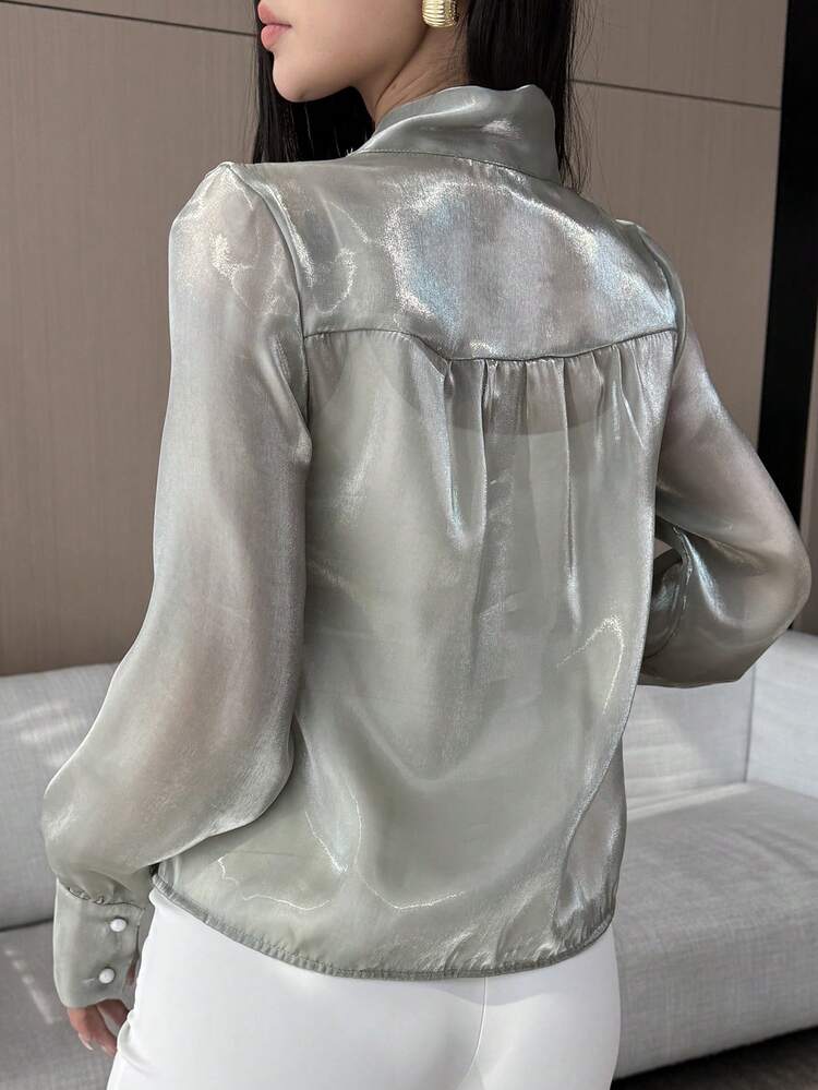 Loose V-Neck Flowy Elegant Blouse For Women