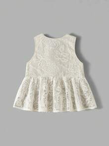 Maija Kids Maija Kids 一件少女休闲宽松刺绣蝴蝶结吊带背心，适合休闲外出、聚会、度假、派对、夏季和春季穿着。 - 杏色 - 查看 3