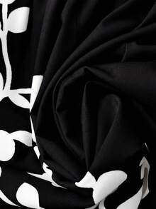 SHEIN Clasi Bộ jumpsuit hở lưng thanh lịch dành cho nữ, kiểu dáng rộng rãi, phối màu nổi bật, thích hợp cho kỳ nghỉ. - Đen và trắng - Xem 4
