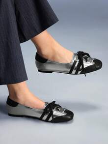 CUCCOO GRLICON Women's Lace-Up Design Casual Versatile Flat Shoes Valentine's Day - Silver - View 6