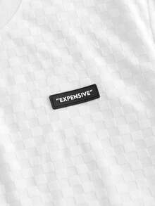 SWAVVY Conjunto de camiseta y pantalones cortos casuales con textura para hombre, versátil para el verano - Blanco - Ver 7