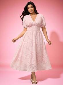 Hourglow Vestido elegante de unicolor con recortes, talla grande, para verano - Rosa - Ver 13