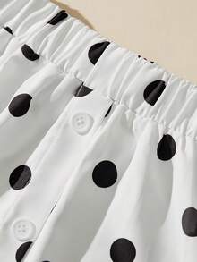 SHEIN 少女时尚黑色波点吊带背心搭配半裙，适合外出、度假和休闲娱乐 - 白色 - 查看 8