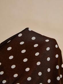 Poéselle 女士休闲波点撞色蕾丝夏季连衣裙 - 棕色 - 查看 9