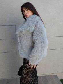Hitanina Fashionable Solid Color Faux Fur Coat For Autumn/Winter - Grey - View 6