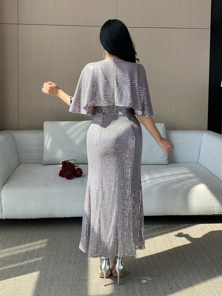 Women's Elegant Sequin Embellished Midi Dress, Summer Wedding Guest Dress Sparkly Dress Sundress