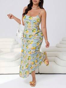 Solflare Đầm hai dây casual in hình chanh, khẩu hiệu du lịch, dành cho nữ, cỡ lớn. - Nhiều màu - Xem 5