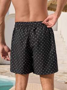 Manfinity VDAYZ 男士夏季度假波点印花抽绳腰带沙滩短裤 - 彩色 - 查看 3