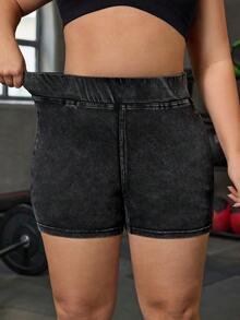Flexra Shorts vaqueros de talla grande para mujer, de uso casual, con bolsillos y versátiles para el uso diario - Negro - Ver 8