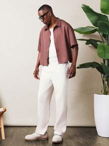SUMWON Klassische, lässige Hose mit Kordelzug in der Taille und geradem Bein für Frühling, Sommer, täglichen Tragekomfort im Büro und Geschäft - Beige - Übersicht 4