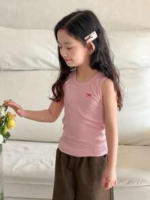 Dazy Kids 女童圆领修身蝴蝶结刺绣三色背心 夏季 - 彩色 - 查看 12