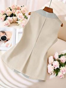 GlowEve CURVE Plus Size Women Striped Patchwork Blazer Jacket, Suitable For Work - Multicolor - View 2