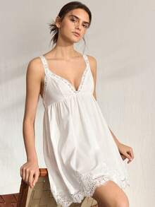 Ocili Women's Solid Color Lace Trim Camisole Nightgown - Multicolor - View 6