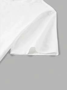 Manfinity Homme Men's Valentine's Day Love Finger Print Round Neck Short Sleeve T-Shirt, Valentine's Day Gift, Casual Minimalist Valentine's Day Tee - White - View 5