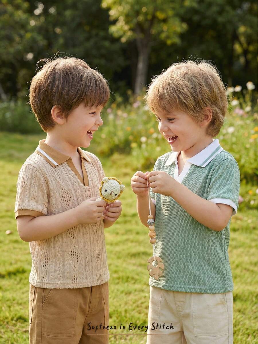 Cozy Pixies 2件套男婴条纹针织软领短袖套头衫套装 - 彩色 - 查看 1