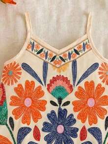 SHEIN 女婴吊带无袖休闲度假连衣裙 - 彩色 - 查看 4