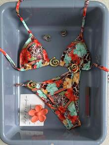 Swim Vcay 女士性感豹纹比基尼套装，夏季 - 彩色 - 查看 1