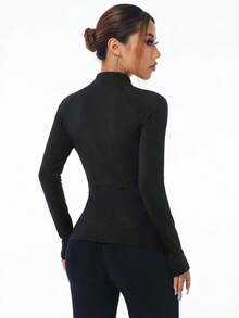 Easithlete Women's Casual Quarter Button Thumb Hole Sports Sweatshirt, Autumn - Multicolor - View 7