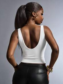 Amplova 2026 New Design Hollow-Out Fitted Women Tank Top - White - View 2