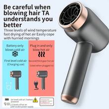 Teckwe 专业便携式吹风机，时尚冷热风两用，家用旅行两用，1200mAh - 彩色 - 查看 6