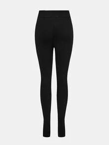 SHEIN 少女保暖针织黑色打底裤，休闲日常百搭 - 黑色 - 查看 2