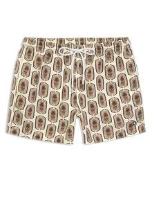Horizaway Herren Shorts mit Allover-Muster, schrägen Taschen und Kordelzug an der Taille, für Urlaub und Strand - Aprikosenfarben - Übersicht 3