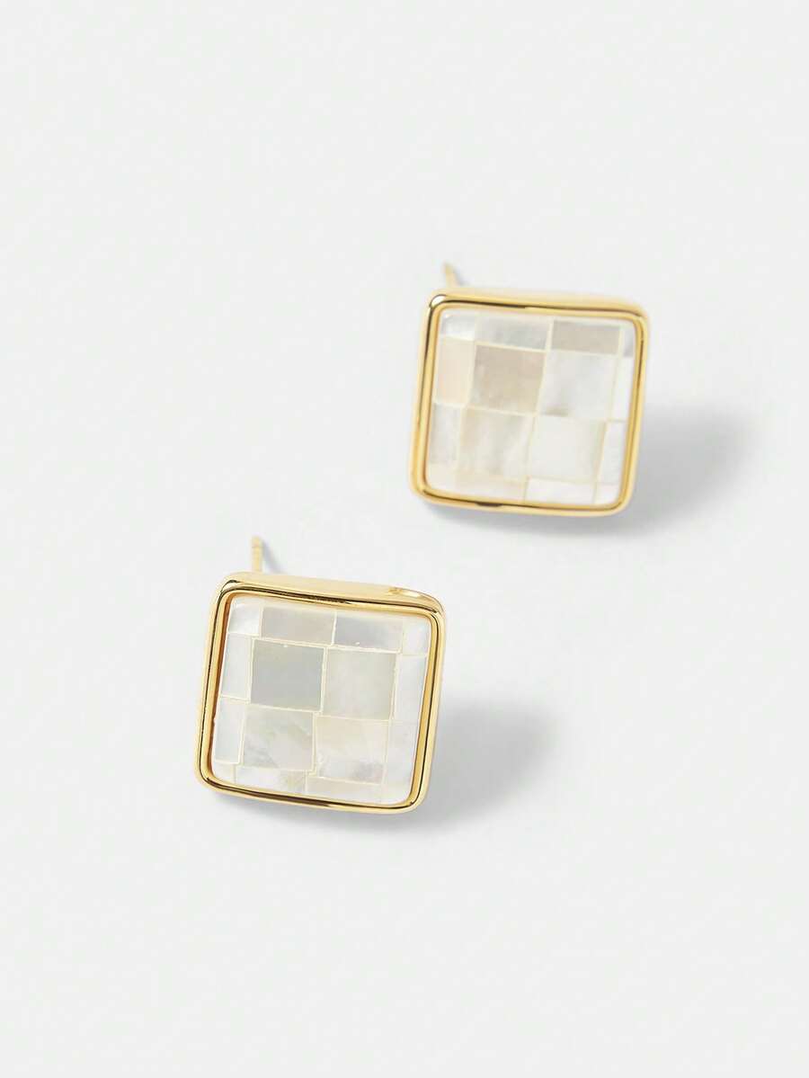MOTF PREMIUM GEOMETRIC RHOMBUS STUD EARRINGS, NEW MINIMALIST VERSATILE EARRINGS - Gold - View 1