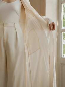 Anewsta Apricot Trench Coat, Mid-Length Women's Loose Flowy Shirt Dress, Slim Fit, Versatile, Lightweight Jacket For Spring & Autumn - Beige - View 8