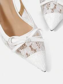 CUCCOO HITCHD 女士尖头搭扣设计日常百搭时尚高跟鞋 - 白色 - 查看 4