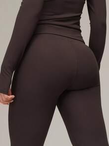 Sigmas 女士无前缝交叉高腰紧身裤，适合健身、瑜伽锻炼 - 咖啡棕 - 查看 4