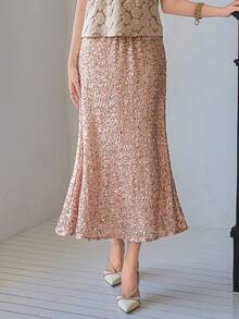 DAZY Chân váy nữ thanh lịch đính sequin, thích hợp cho mùa xuân/hè. - Hồng - Xem 3