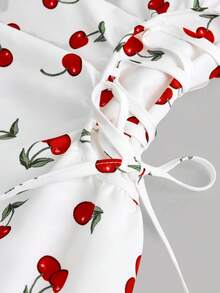 Serisse Kids Đầm dự tiệc xếp tầng in hình quả anh đào thanh lịch dành cho bé gái tuổi teen - trắng - Xem 4