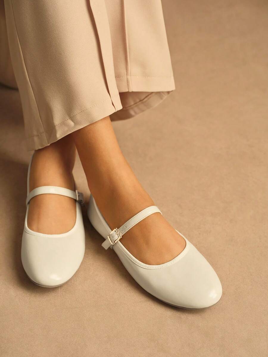 Rosivie Women Casual Versatile Commute Simple Daily Buckle Flats - Chantilly - View 1