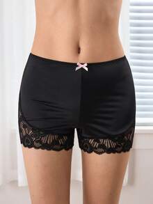 Ocili 女士性感蕾丝拼接三角裤，薄款黑色内裤 - 黑色 - 查看 4