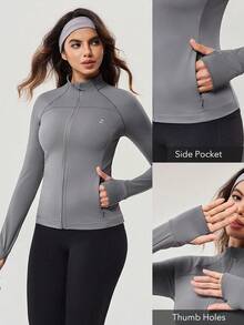 OutZeal 女士防晒外套 夏季日常休闲凉爽修身户外上衣 - 灰色 - 查看 5