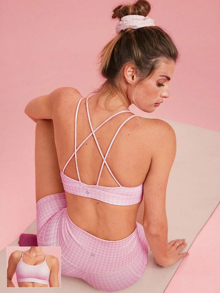 FeatherFit™ Strappy Back Sports Bra Tank Top Low Impact Yoga Pilates Daily Gym Spring Summer