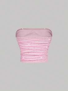 SHEIN MOD 3pcs Women's Ruched Bandeau Tops, Shiny & Fashionable, ,Summer,Party Top, Beach Outfit, Summer Vacation Outfits, Casual Blouses For Women, Going Out Top,Sequin Top - Multicolor - View 4