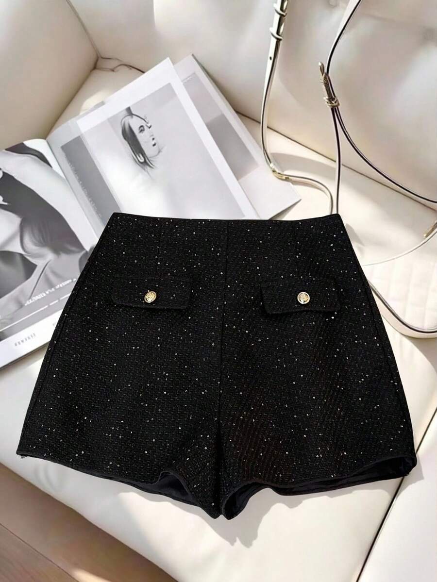 GlowEve Quần short nữ trang nhã với khuy cài. - màu đen - Xem 1