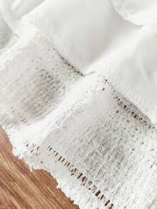 Genkimix Kids 女童甜美可爱纯色针织提花双层蛋糕裙，适合日常穿着、运动和度假 - 白色 - 查看 6