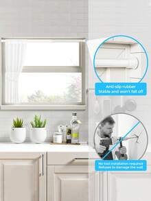 No-Drill Adjustable Tension Rod, Heavy Duty Steel & Plastic Telescopic Curtain Rod For Shower, Closet, Window, Towel & Wardrobe. - Multicolor - View 5