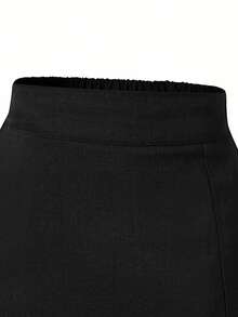 SHEIN Elladie kids Zweiteiler im asymmetrischen Design für Kleine Mädchen, eleganter Khaki-Rock-Anzug - Schwarz - Übersicht 5