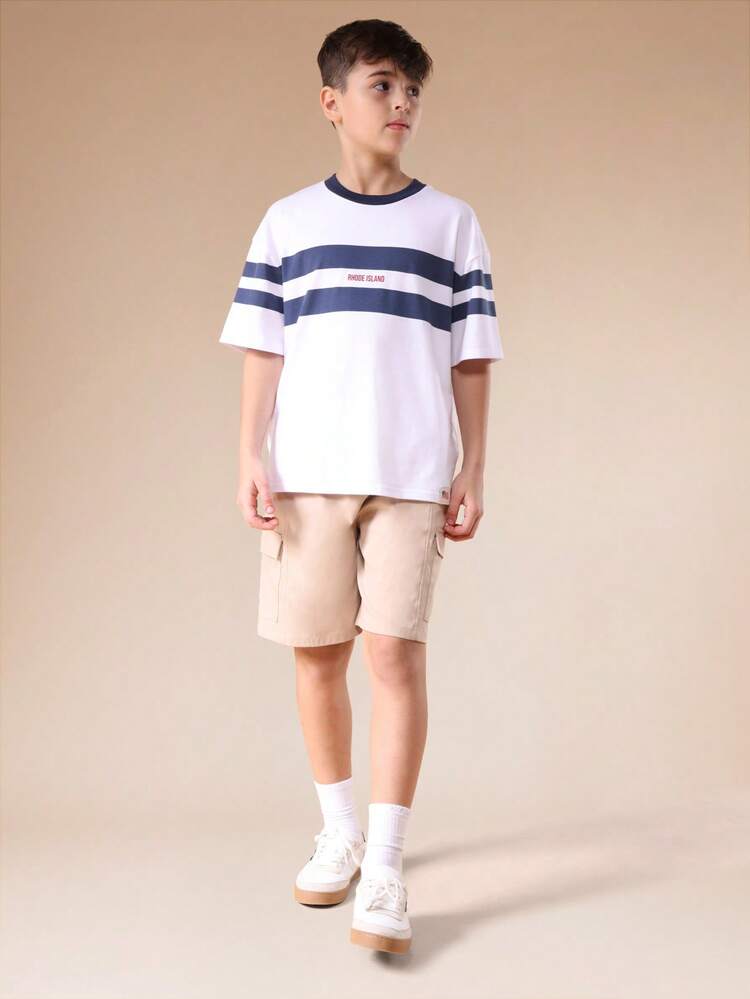 Striped T-Shirt And Cargo Shorts Set