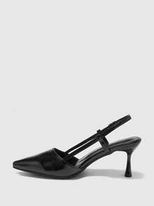 CUCCOO BIZCHIC Women's Fashionable Elegant Burgundy Backless High Heel Pumps - Black - View 10