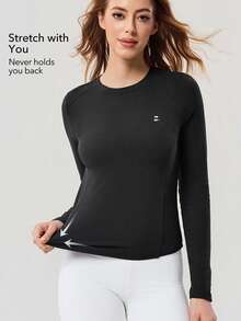 OutZeal Women Sports Tee Running Gym Top Long Sleeve Quick-Drying Mesh Design - Black - View 3