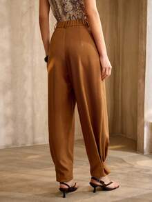 MOTF PREMIUM FASHIONABLE TAPERED SUIT PANTS, VINTAGE STYLE, SPRING/SUMMER - Brown - View 4