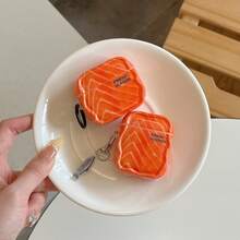 Joivida 1 chiếc ốp tai nghe hình cá hồi ngộ nghĩnh, vỏ bảo vệ sáng tạo dành cho nữ. - Màu cam - Xem 6